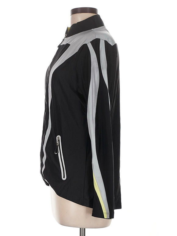 Jamie Sadock Actif Black & Silver Retro Full-Zip Jacket Size M