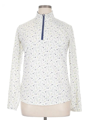 New San Soleil Women's Partini Print Long Sleeve Sun Shirt Size XL MSP$110