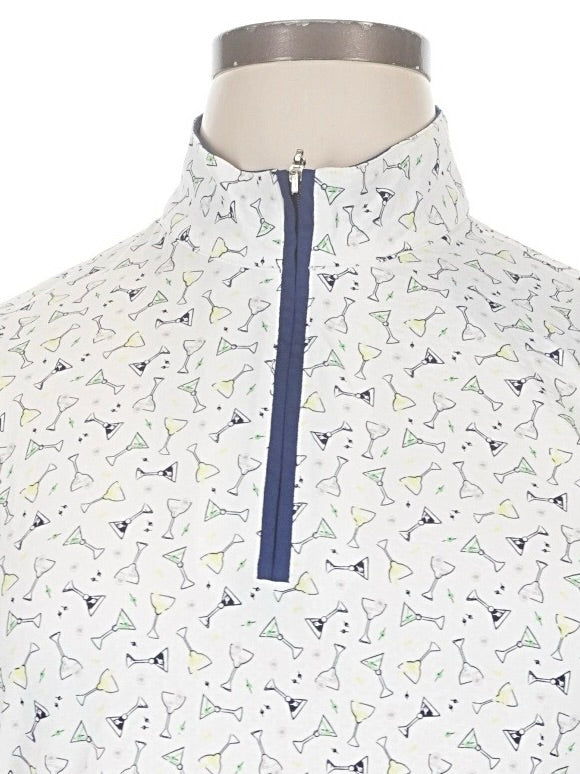 New San Soleil Women's Partini Print Long Sleeve Sun Shirt Size XL MSP$110