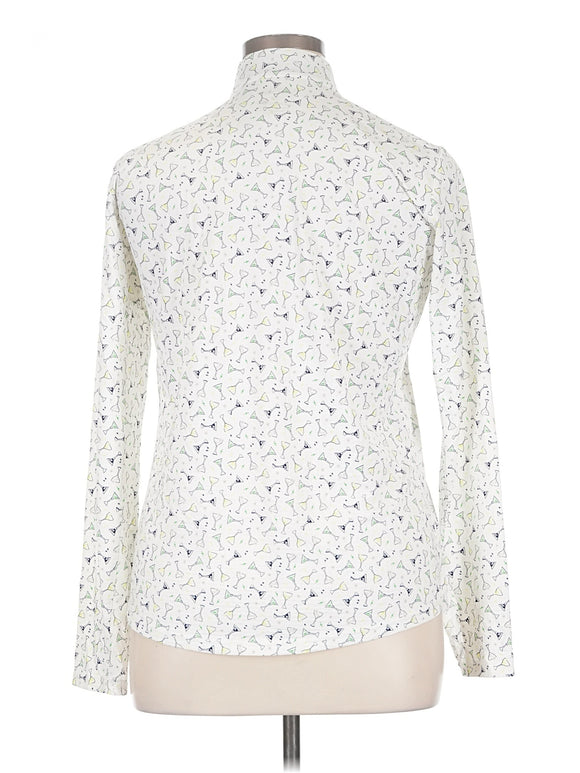 New San Soleil Women's Partini Print Long Sleeve Sun Shirt Size XL MSP$110