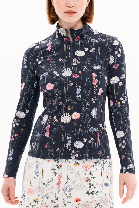 New Foray Golf Women's Navy Floral Sun Shirt Size S MSP$140
