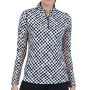 New Ibkul Gingham Check Print Long Sleeve Mock Neck Top MSP $101-1