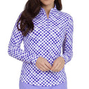 New Ibkul Gingham Check Print Long Sleeve Mock Neck Top MSP $101-5