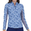 New Ibkul Gingham Check Print Long Sleeve Mock Neck Top MSP $101-7