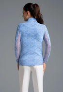New Ibkul Landon Stripe II Print Long Sleeve Mock Neck Top MSP $105-2