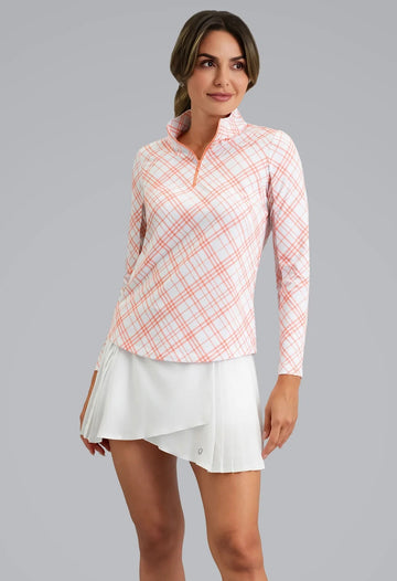 New Ibkul Tony Print Long Sleeve Mock Neck Top MSP $105