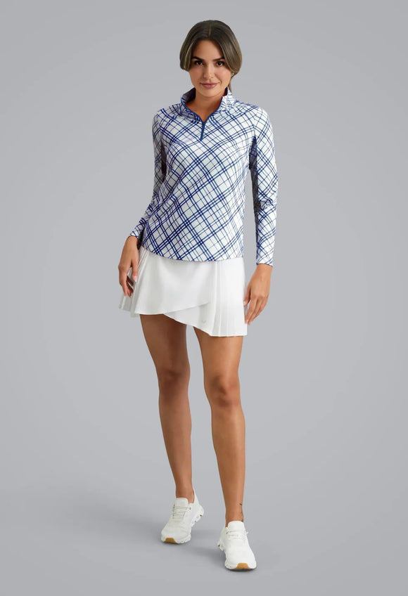New Ibkul Tony Print Long Sleeve Mock Neck Top MSP $105