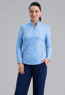 New Ibkul Annie Long Sleeve Mock Neck Top - Peri MSP $105-1