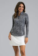 New Ibkul Stephanie Long Sleeve Mock Neck Top - Black/White MSP $105-1