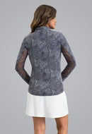 New Ibkul Stephanie Long Sleeve Mock Neck Top - Black/White MSP $105-2