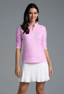 New Ibkul Landon Stripe II Print Ruched Elbow Sleeve Top MSP $104-4
