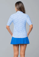 New Ibkul Landon Stripe II Print Ruched Elbow Sleeve Top MSP $104-8