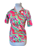 New Tzu Tzu V-neck Half Sleeve Golf Top - Dazzle Size S MSP$99-1