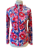 Sigrid Olsen Blue & Red Floral Full-Zip Jacket Size XS-1