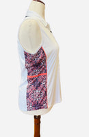 New Greg Norman White Sleeveless Polo w/ Paisley Print Sides Size L MSP$75-2