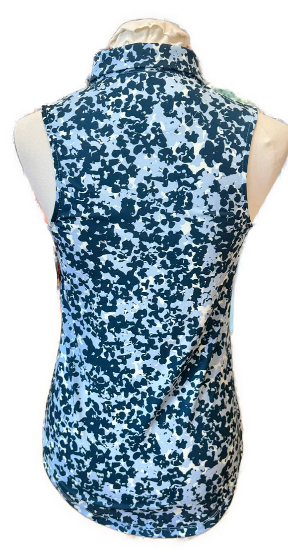 Bad Birdie Women's Teal Print Sleeveless Golf Polo Size XS MSP$78