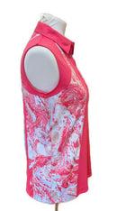 Daily Sports Pink Sleeveless Golf Top w/ Marble Print Inserts Size M MSP$98-2