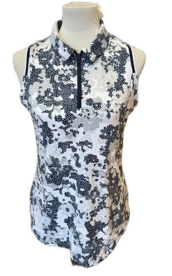 Under Armour Navy, White & Gray Camo Sleeveless Golf Polo Size M