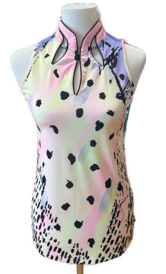 Jamie Sadock Pastels with Black Sleeveless Golf Top Size XS MSP$100