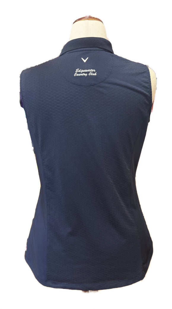 Callaway Women's Navy Floral Sleeveless Golf Polo w/ Back Logo Size L