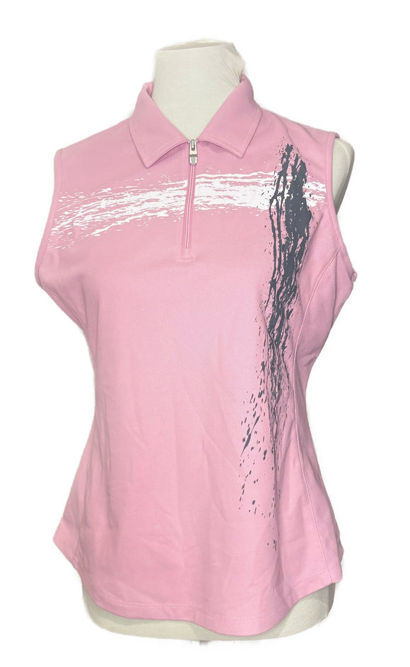 Nivo Sport Women's Pink Sleeveless Golf Top w/White & Gray Accents Size M