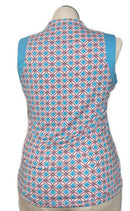 Tail White Label Women's Teal & Pink Patterned Sleeveless Golf Top Size L-2