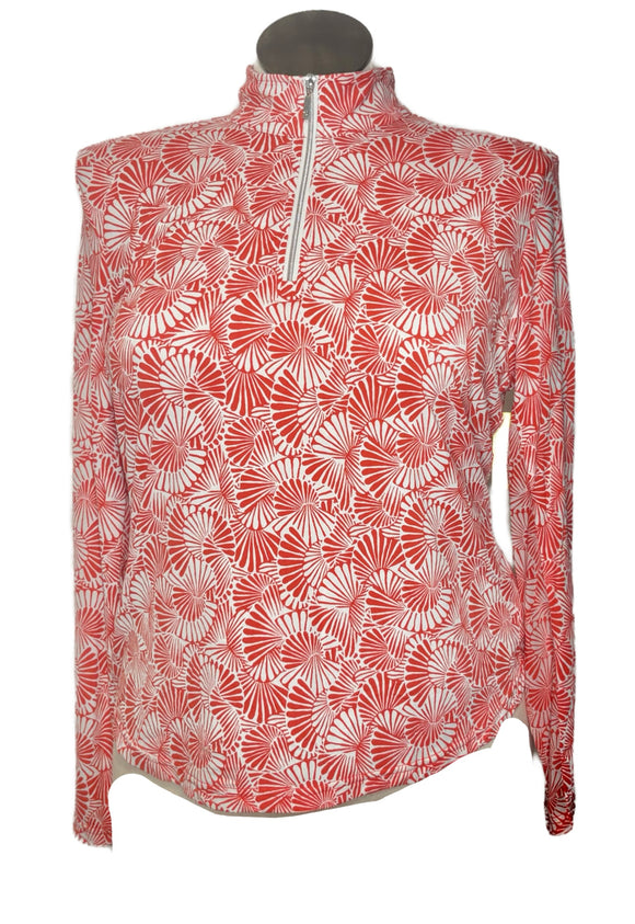 GGBlue Women's Red & White Patterned Golf Pullover Size L