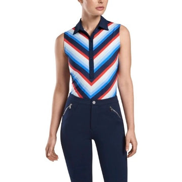 New G/Fore Womens Chevron Stripe Sleeveless Golf Polo MSP$110 - 0