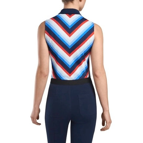 New G/Fore Womens Chevron Stripe Sleeveless Golf Polo MSP$110