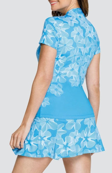 New Tail Acivewear Women's Rosalia Short Sleeve Golf Top - Floraline Fade - 0