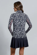 New Ibkul Karen Print Long Sleeve Mock Neck Top MSP $101-2