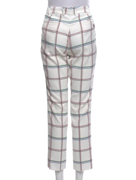 New Tory Sport Women's Printed Tech Twill Golf Pants - White Plaid Size 12 MSP$220