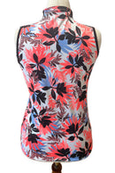 Tail White Label Bright Coral, White & Black Sleeveless Golf Top Size M-2