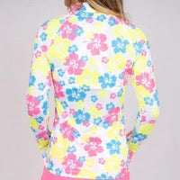Taylor Jordan Neon Hibiscus Long Sleeve Sun Shirt Size M MSP$100