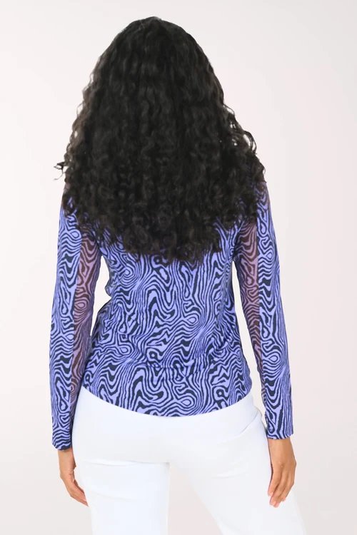 Ibkul Periwinkle & Nacy Zebra Print Sun Shirt Size L MSP $100