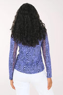 Ibkul Periwinkle & Nacy Zebra Print Sun Shirt Size L MSP $100-2