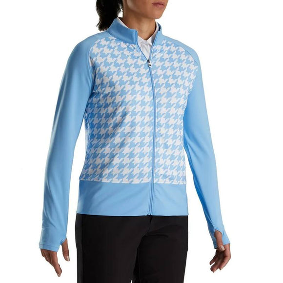 Footjoy Full Zip Light Blue Houndstooth Jacket Size M MSP $94