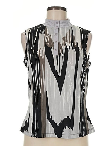 Jamie Sadock Black & Gray Sleeveless Snap Golf Top Size M MSP$95