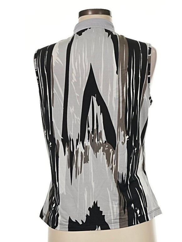 Jamie Sadock Black & Gray Sleeveless Snap Golf Top Size M MSP$95