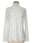 New San Soleil White & Black Cocktails Print Long Sleeve Sun Shirt Size L MSP$90-1