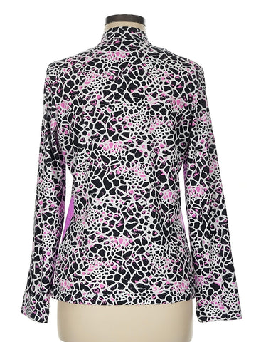 Tail Women's Black, White & Fuchsia Animal Print Long Sleeve Golf Top Size M MSP$97 - 0