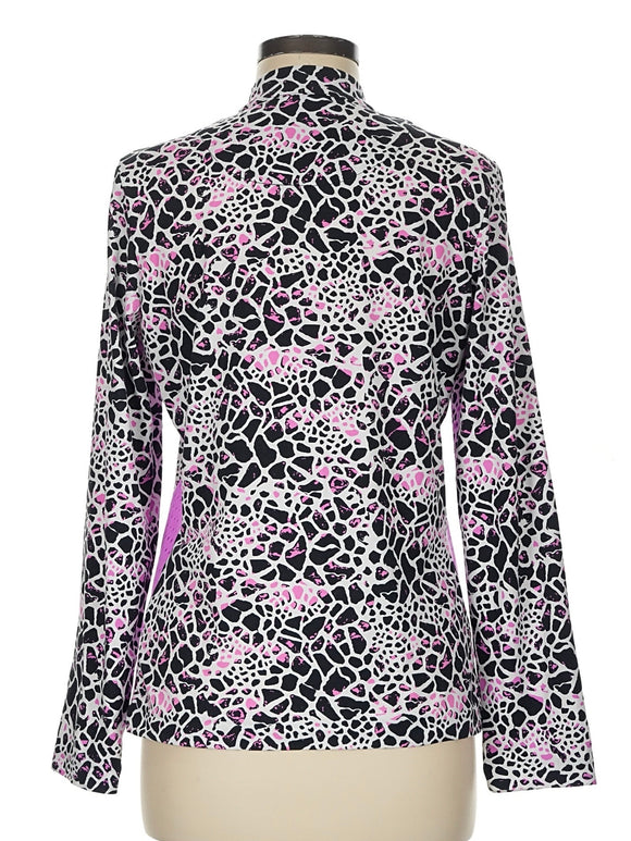 Tail Women's Black, White & Fuchsia Animal Print Long Sleeve Golf Top Size M MSP$97