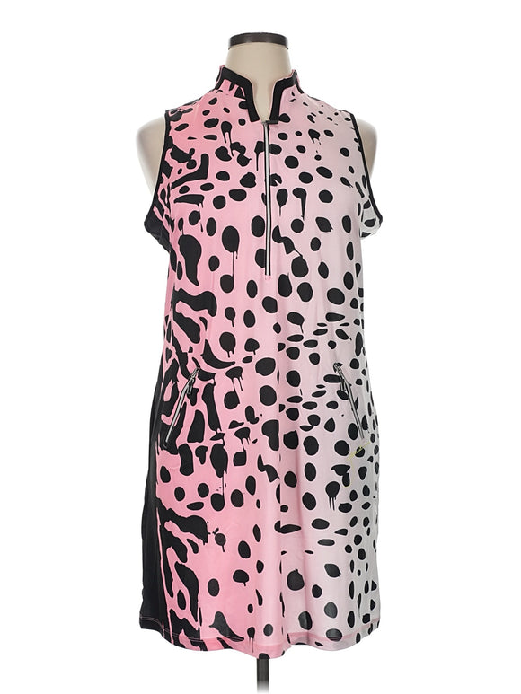New Jamie Sadock Pink & Black Animal Print Sleeveless Golf Dress Size XL MSP$120
