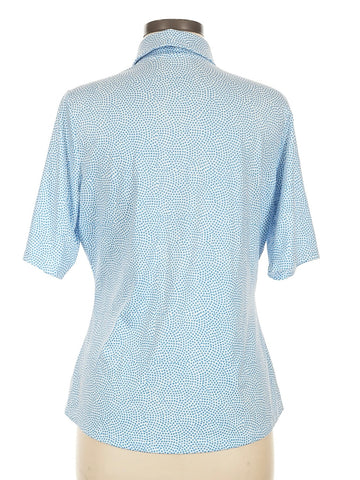 GGBlue White & Blue Polka Dot Half Sleeve Golf Polo Size M - 0
