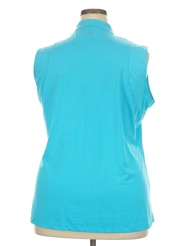 Tail White Label Turquoise Split Neck Sleeveless Golf Top Size 2X - 0