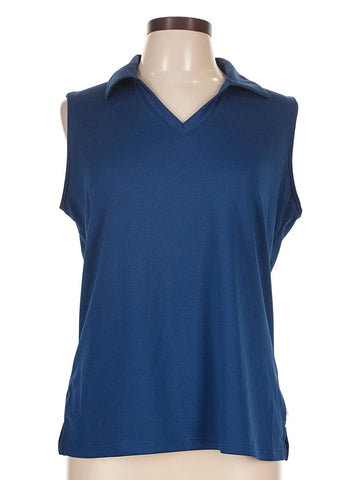New Lady Hagen Blue V-neck Sleeveless Golf Polo Size L