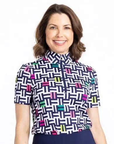 New Kinona Sport Keep it Covered Short Sleeve Golf Top - Maze for Days Size S