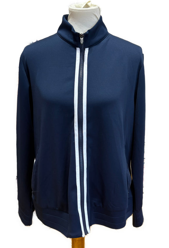 Greg Norman Full Zip Jacket Navy w/ White Accents Size XL