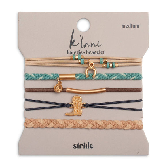 New K'lani "Stride" Turquoise with Gold Cowboy Boot Hair Tie Bracelets