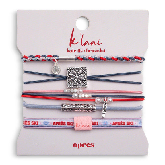 New K'lani Apres Blue, Red & Pink Hair Tie Bracelet Set
